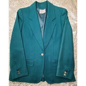 VTG Pendleton Wool Blazer Jacket Hunter Green Women’s Size Med One Button